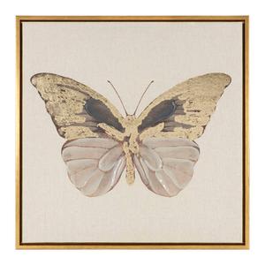 Artisan Home Metallic Brushed Butterfly Canvas Wall Decor