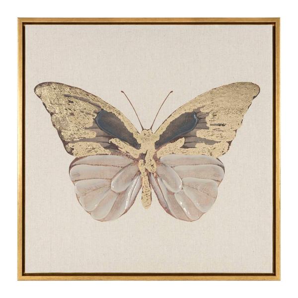 Artisan Home Metallic Brushed Butterfly Canvas Wall Decor