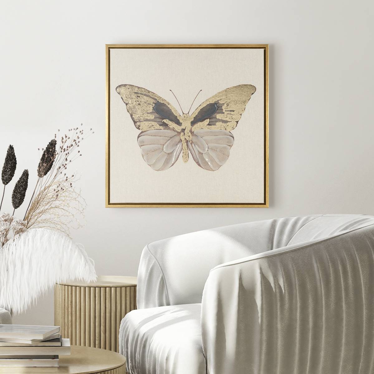 Artisan Home Metallic Brushed Butterfly Canvas Wall Decor