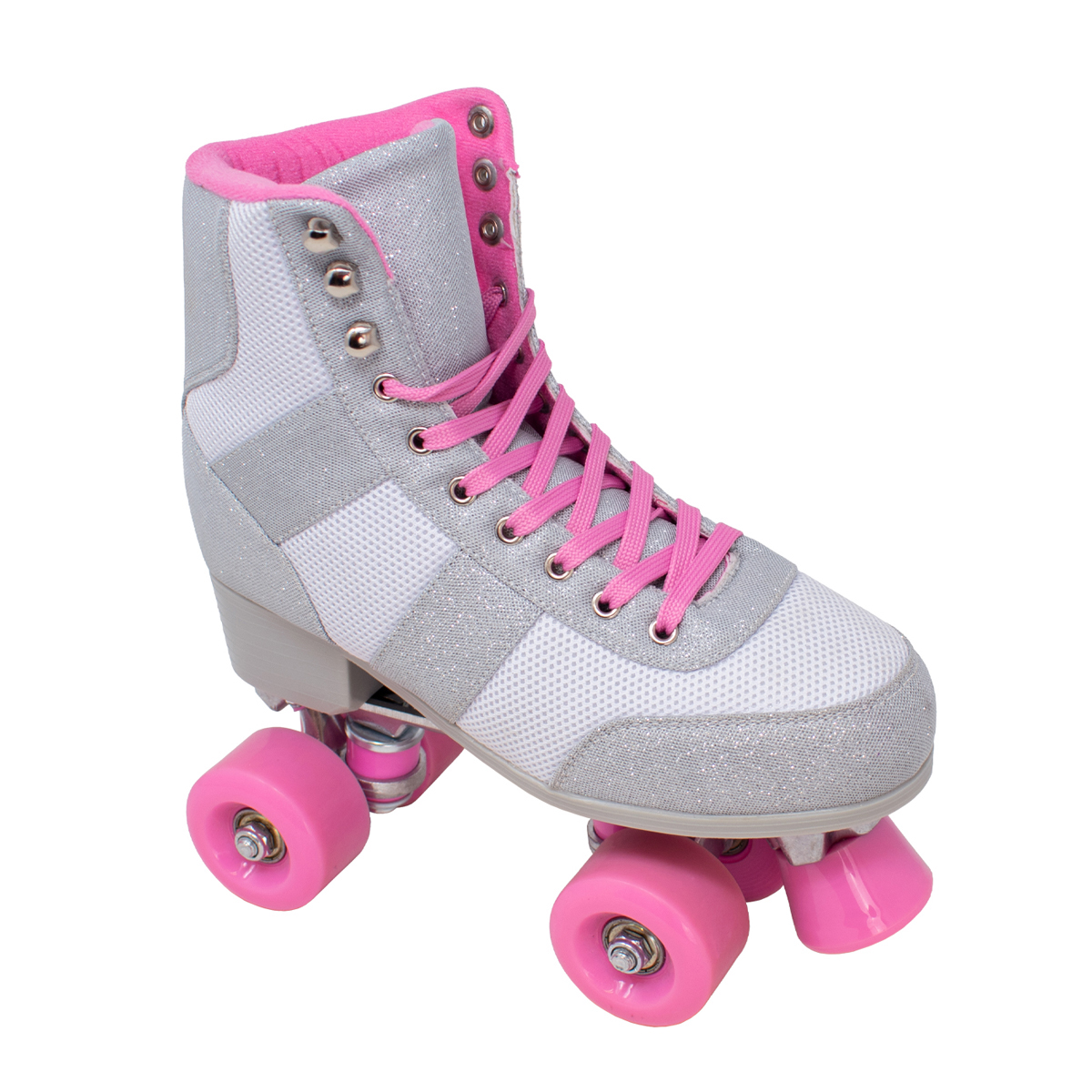 Womens Cosmic Skates Silver Glitter Mesh Roller Skates