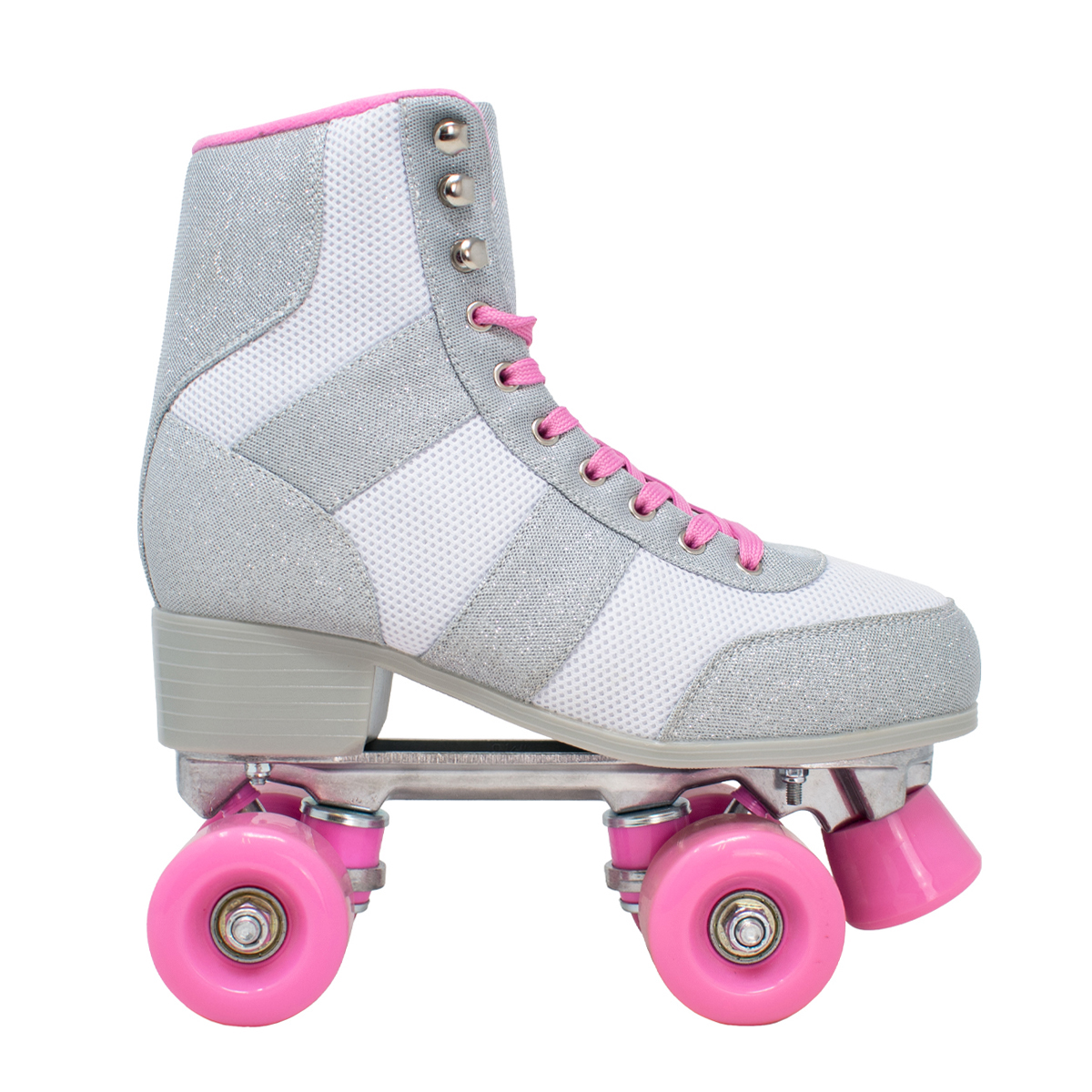 Womens Cosmic Skates Silver Glitter Mesh Roller Skates