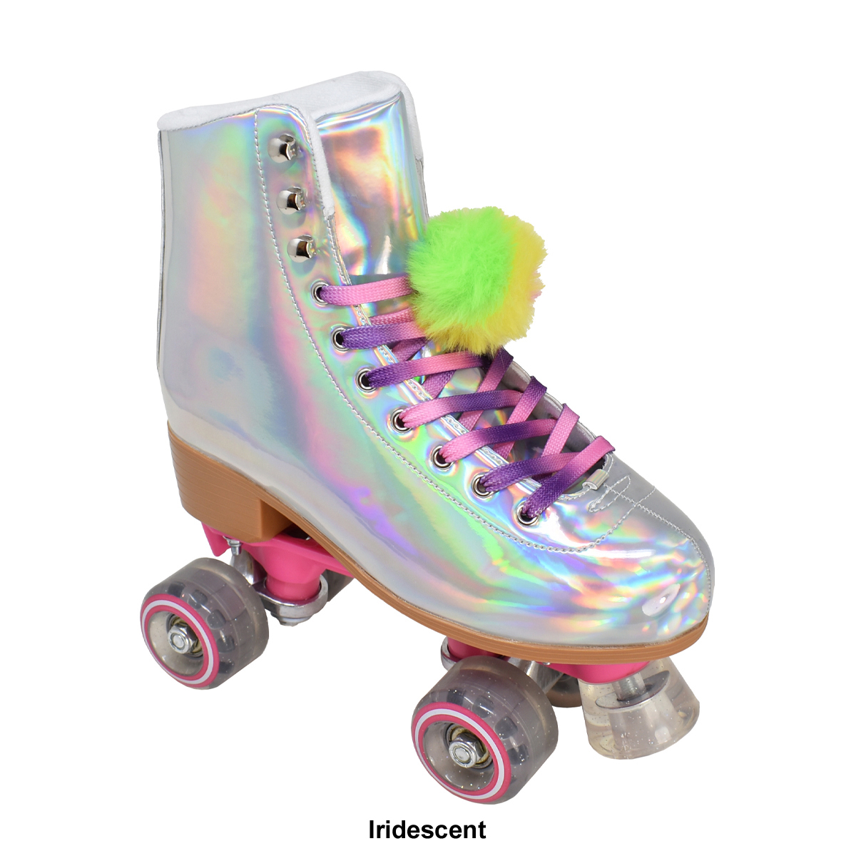 Womens Cosmic Skates Iridescent Pom Pom Roller Skates