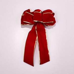 Festive Designer Red Bow with 6 Loops & Pressed Edges - 8x17