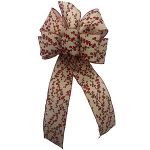 Burlap Bow w/ Glitter Berries