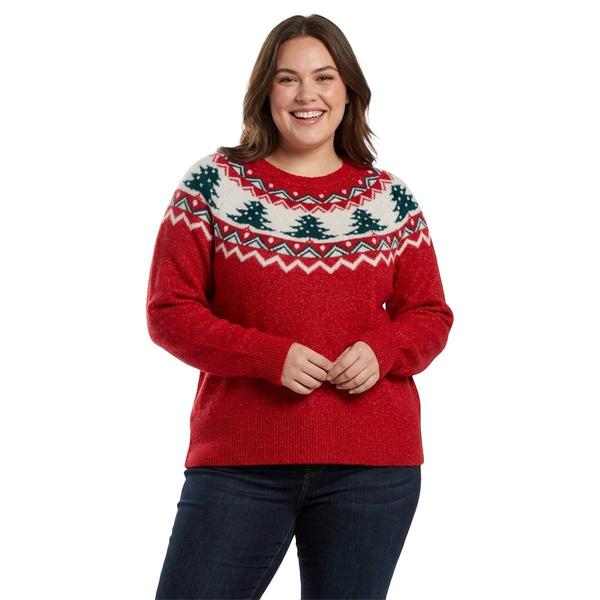 Plus Size Hanna & Gracie Long Sleeve Fair Isle Xmas Tree Sweater