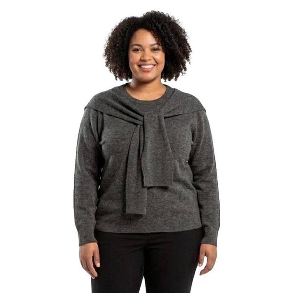 Plus Size Hanna & Gracie Long Sleeve Solid Tie Neck Sweater alternate view