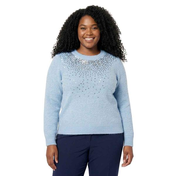 Plus Size Hanna & Gracie Long Sleeve Falling Sequins Sweater alternate view