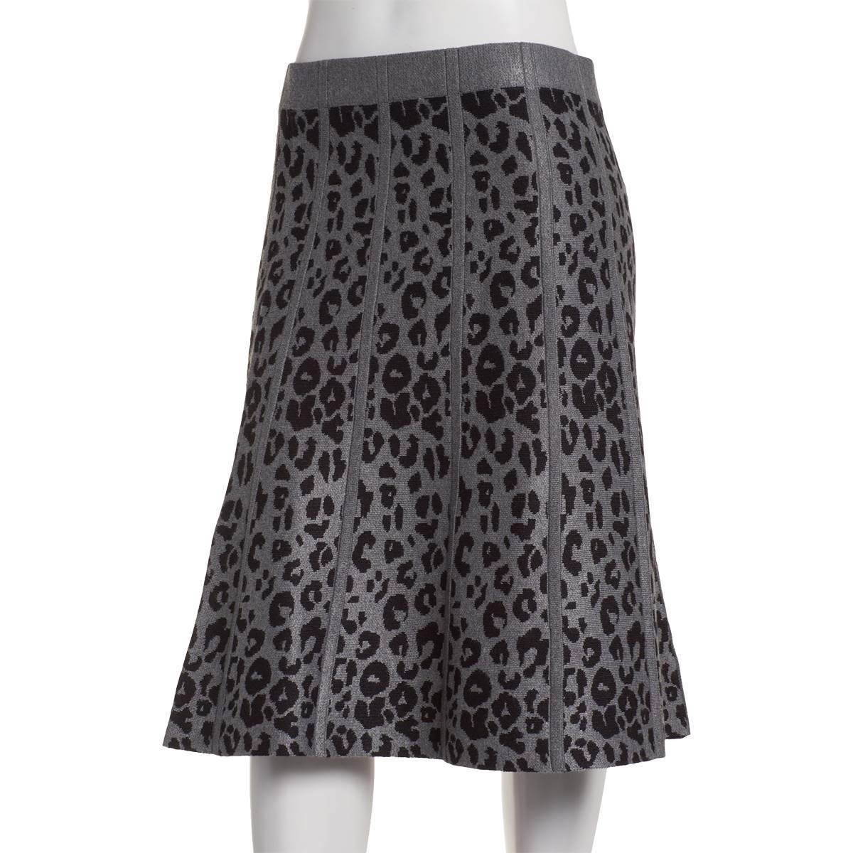 Womens No Brand Pull-On A-Line Leopard Knee Length Skirt