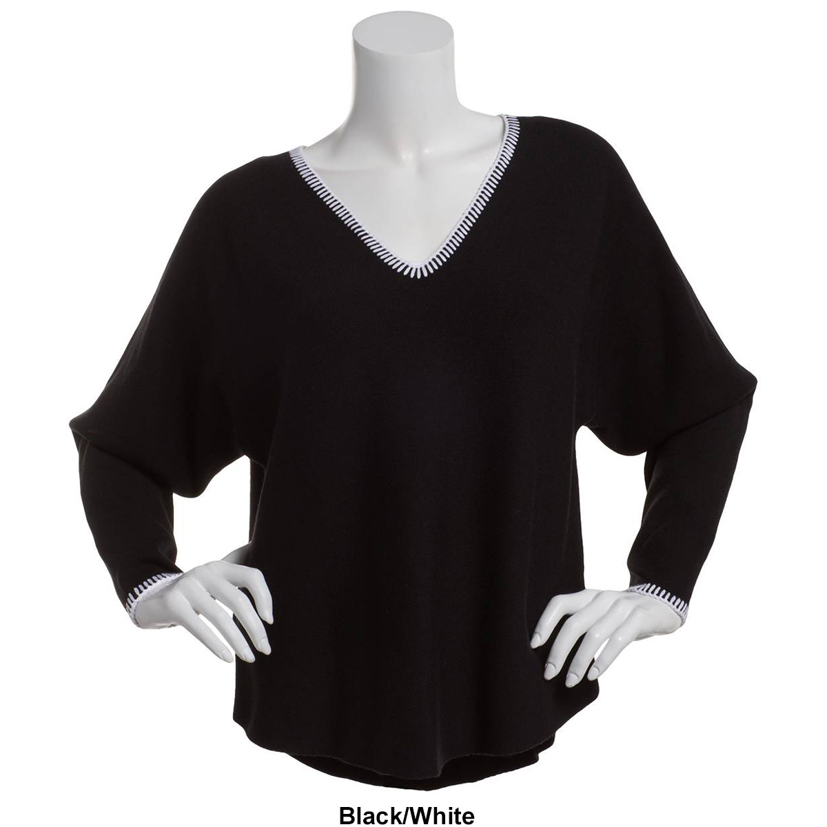 Plus Size Hanna & Gracie Long Sleeve V-Neck Dolman Sweater