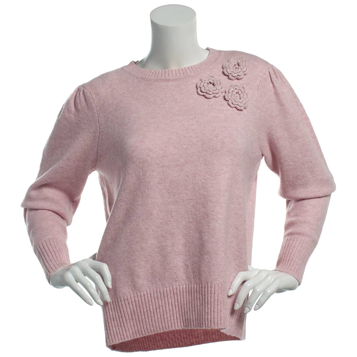 Womens Hanna & Gracie Long Sleeve Floral Applique Sweater