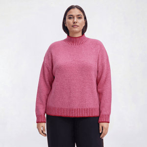 Plus Size Hanna & Gracie Long Sleeve Pullover Mock Neck Sweater
