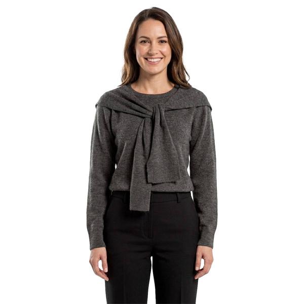 Womens Hanna & Gracie Long Sleeve Solid Tie Neck Sweater