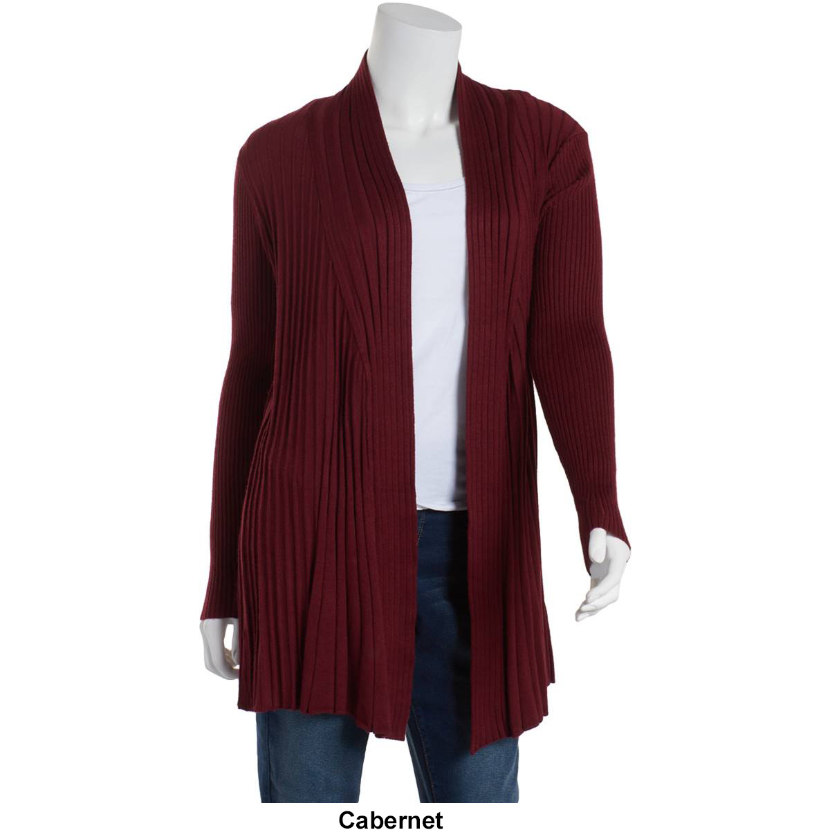 Women Birch Long Sleeve Solid Fine Gauge Rib Cardigan