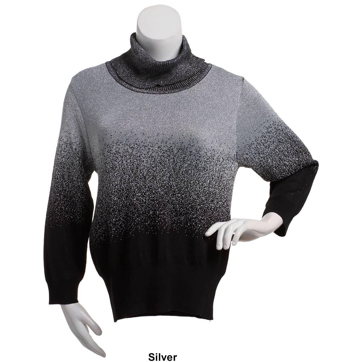 Plus Size Ninety Clothing Long Sleeve Ombre Cowl Neck Sweater