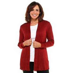 Plus Size Birch Long Sleeve Soild Pleated Rib Fan Cardigan