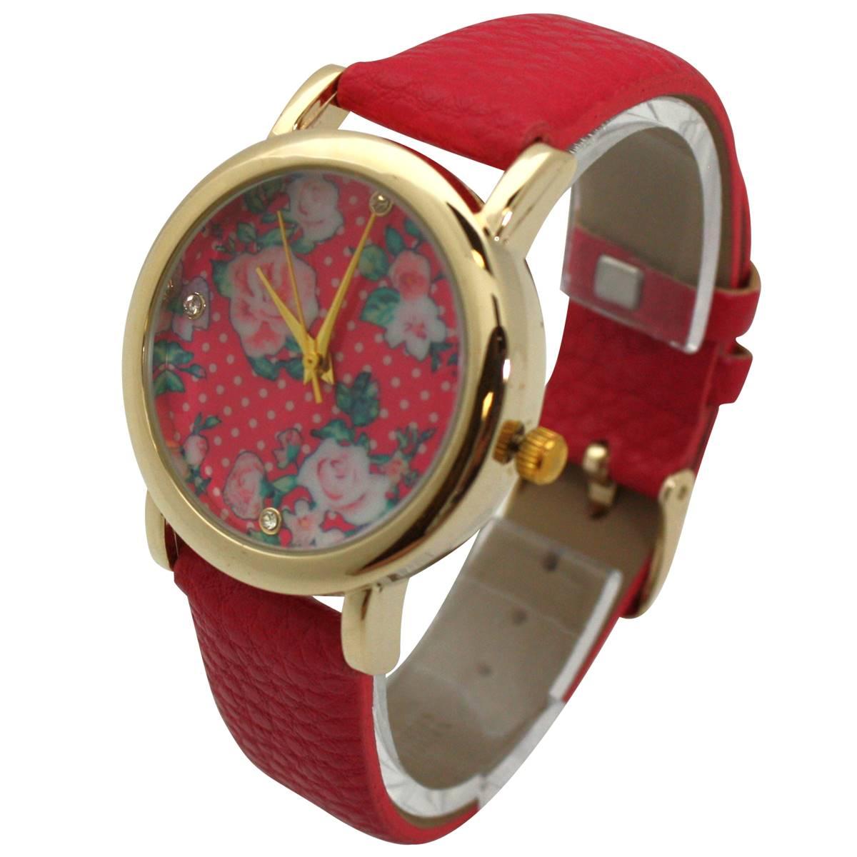 Womens Olivia Pratt(tm) Solid Colors W/ Flower Details Watch -514265