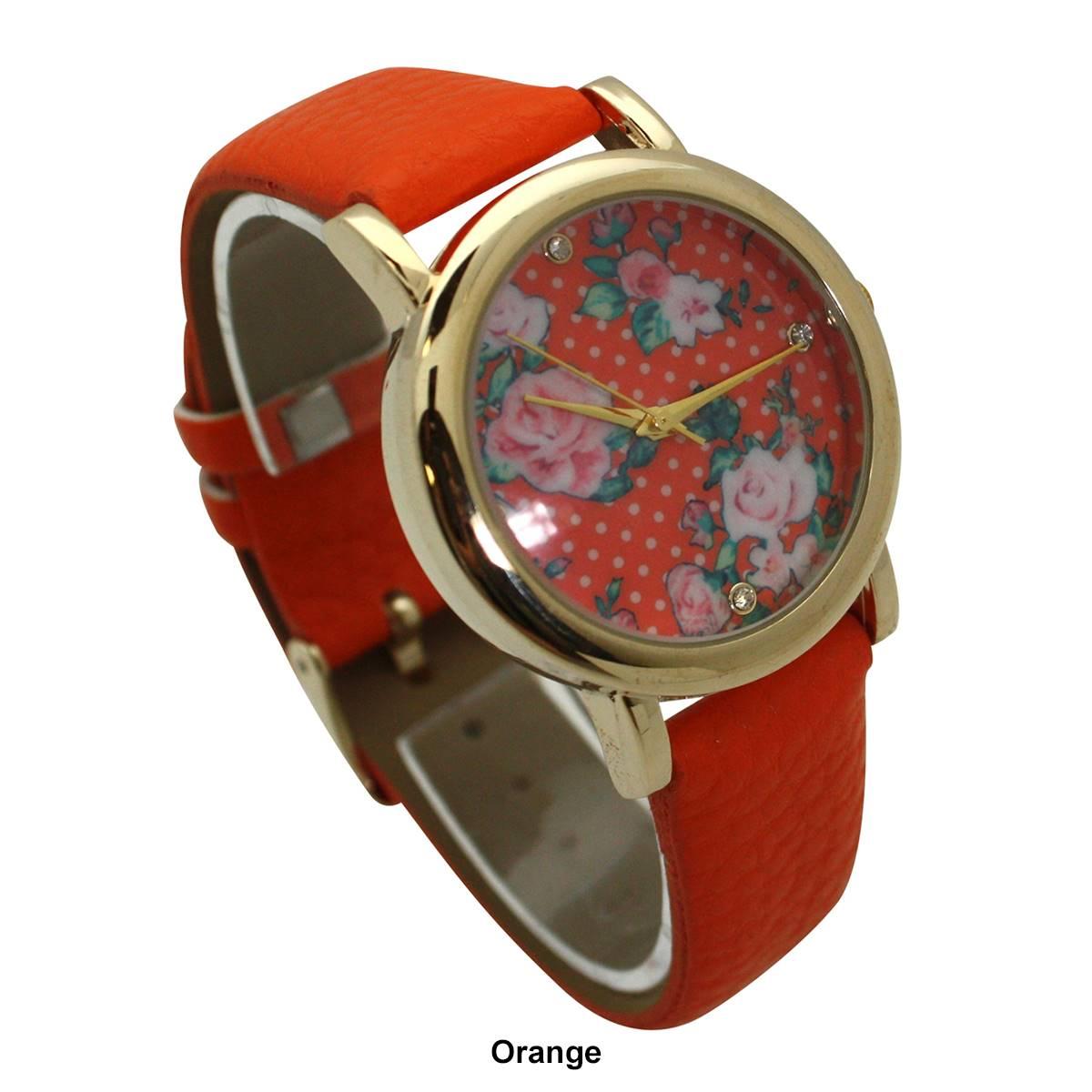 Womens Olivia Pratt(tm) Solid Colors W/ Flower Details Watch -514265