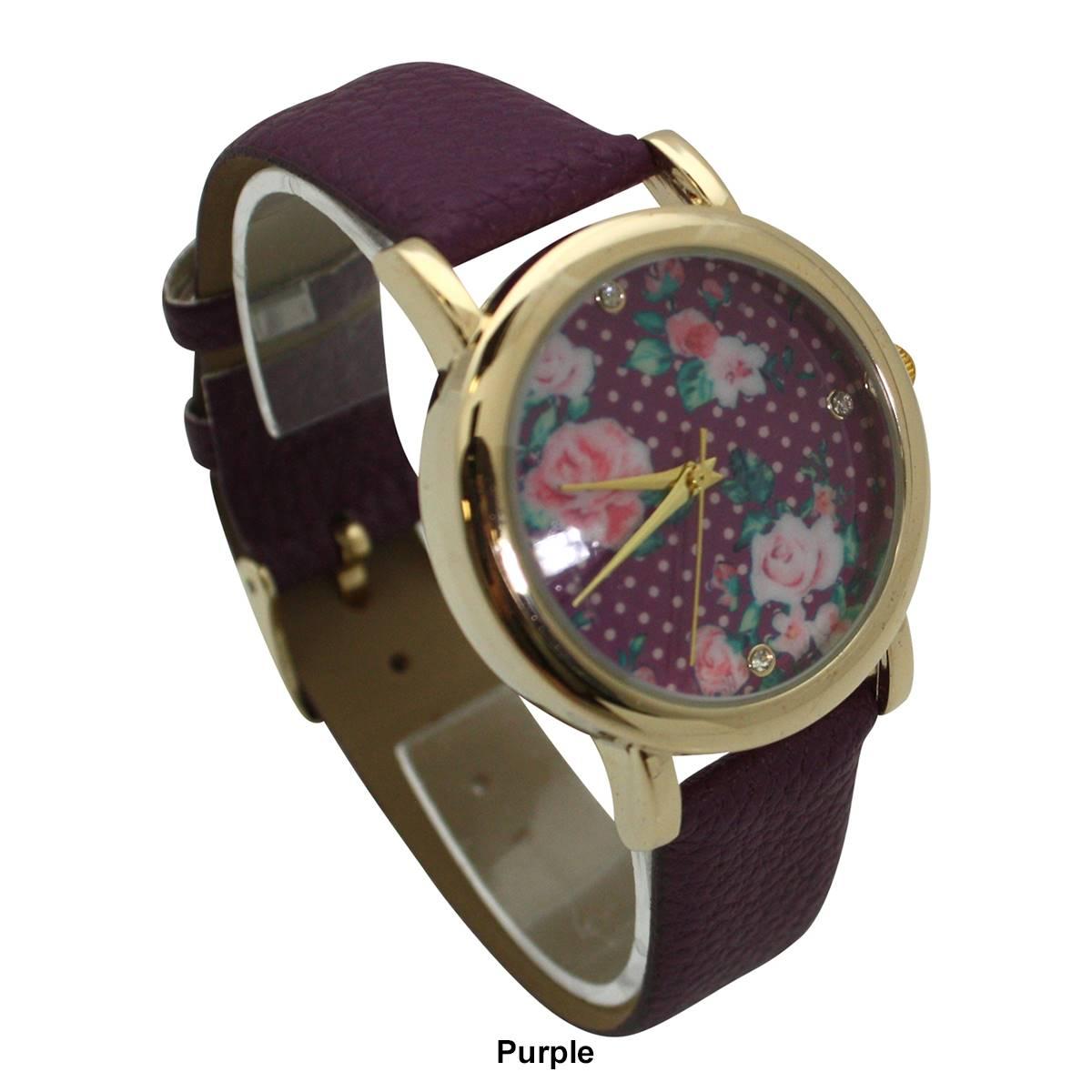 Womens Olivia Pratt(tm) Solid Colors W/ Flower Details Watch -514265