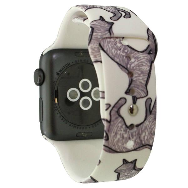 Womens Olivia Pratt(tm) Printed Silicone Apple Watch Band - 8844-CAT alternate view