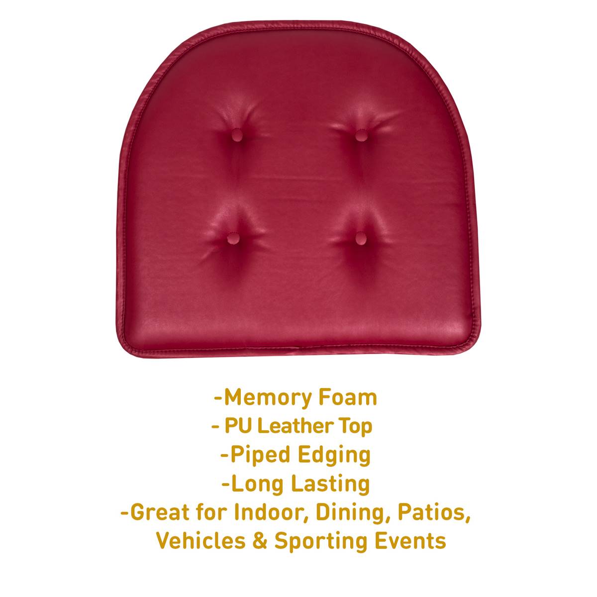 Sweet Home Collection Memory Foam Faux Leather Chair Pads