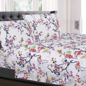 Sweet Home Collection 4pc. Botanical Printed Microfiber Sheet Set