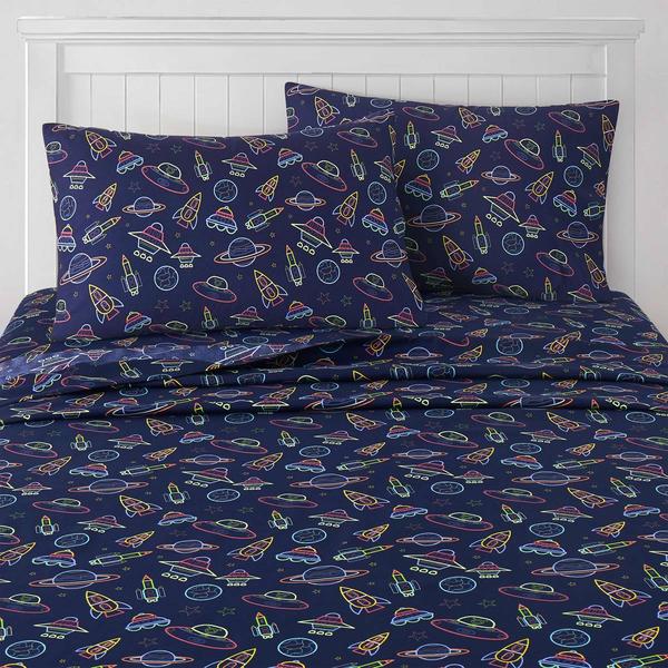 Sweet Home Collection Kids Fun & Colorful Spaceships Sheet Set