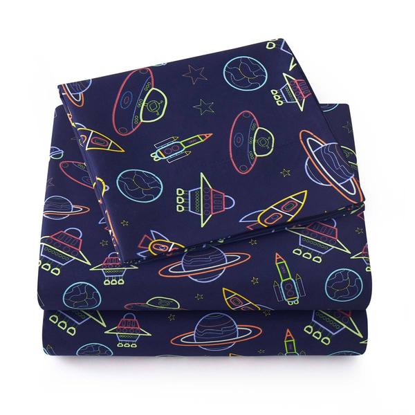 Sweet Home Collection Kids Fun & Colorful Spaceships Sheet Set alternate view