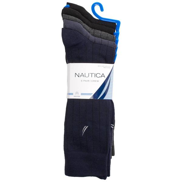 Mens Nautica(R) 5pk. Ribbed Crew Solid Dress Socks