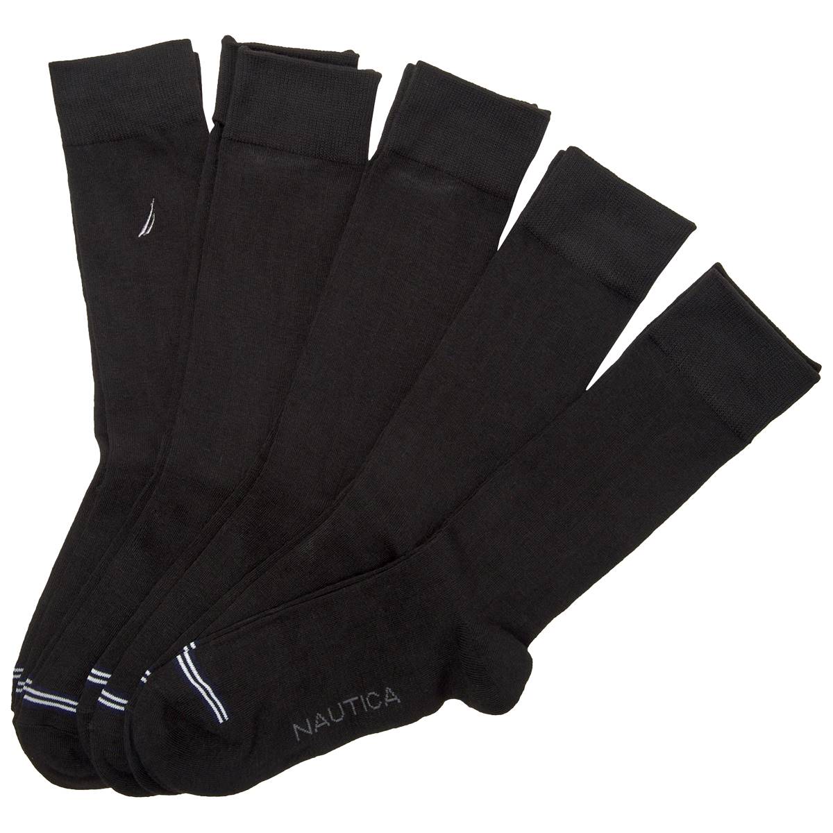 Mens Nautica 5pk. Solid Dress Crew Socks - Black