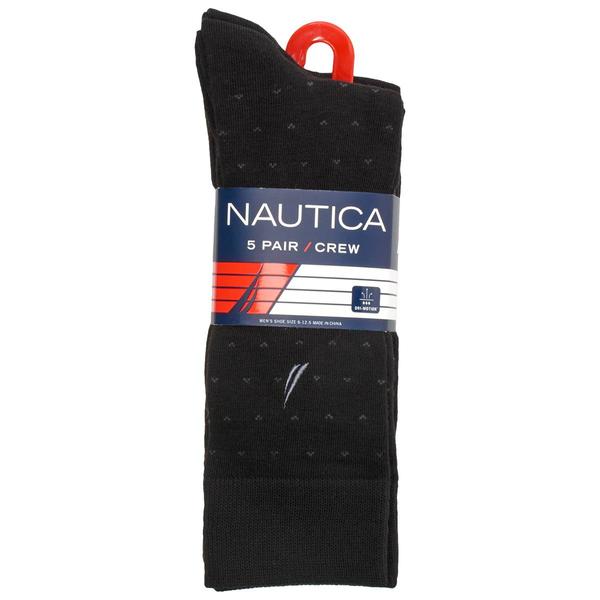 Mens Nautica(R) 5pk. Dress Crew Socks - Black