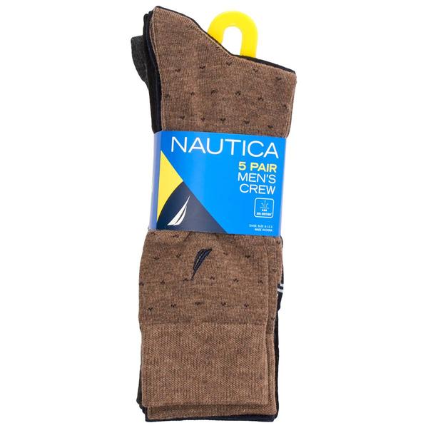 Mens Nautica(R) 5pk. Dress Socks - Brown Heather