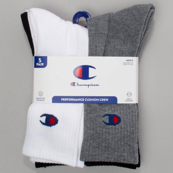 Mens Champion(R) 5pk. Crew Socks - White/Multi alternate view