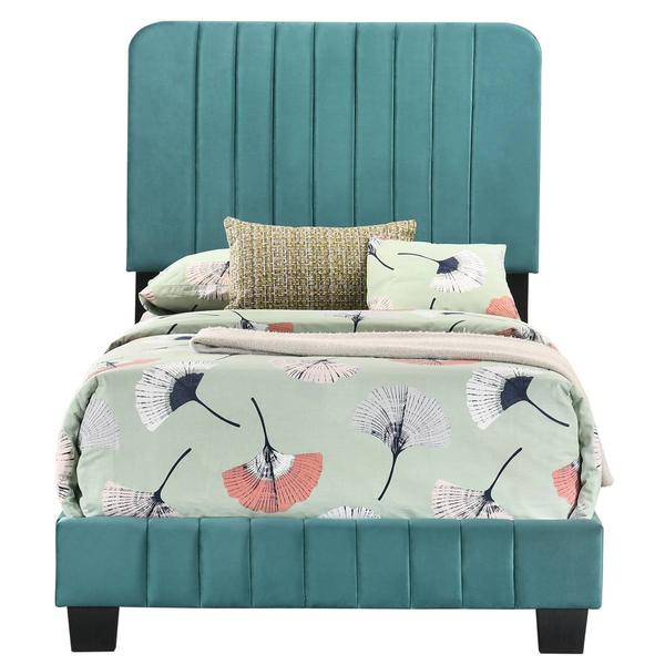Passion Furniture Lodi Velvet Upholstered Tufted Bed Frame - Twin alternate view