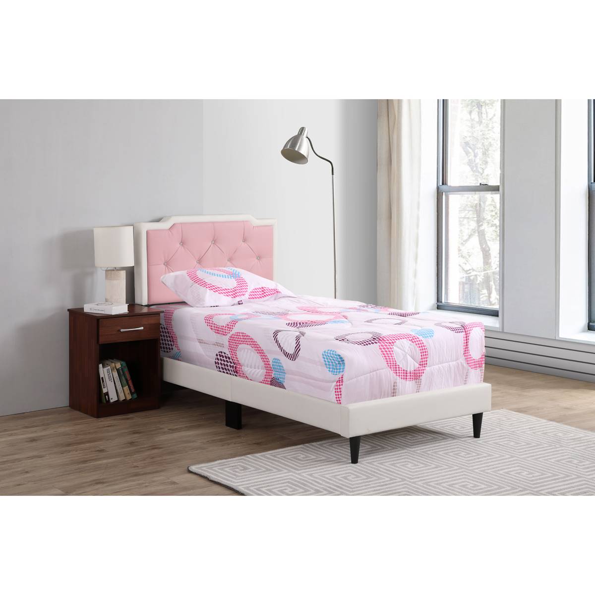 Passion Furniture Deb Jewel Tufted Panel Bed Frame - Twin