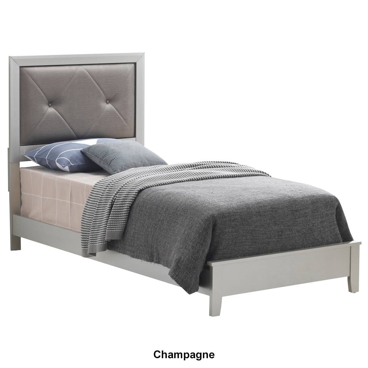 Passion Furniture Primo Tufted Upholstered Panel Bed Frame - Twin
