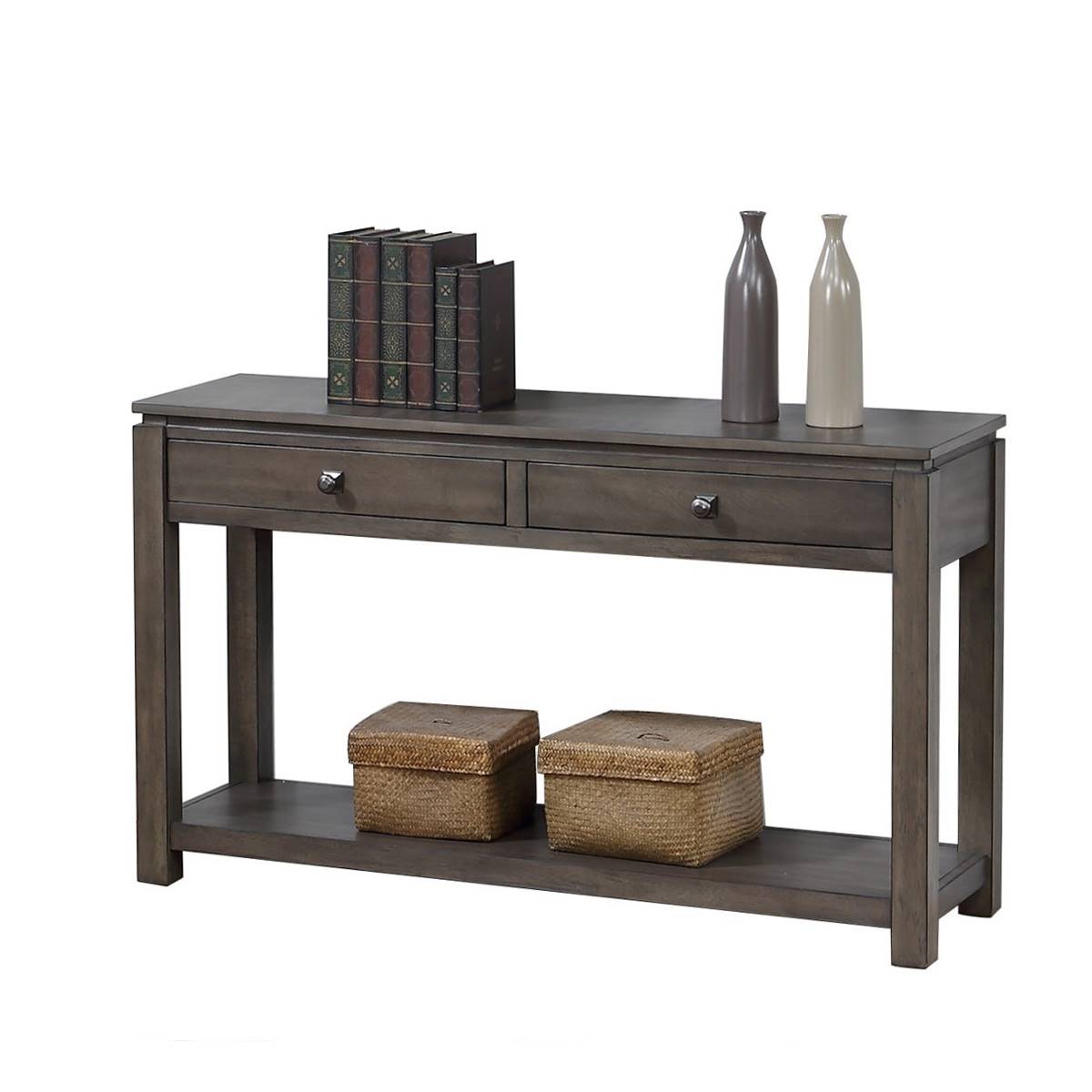 Besthom Shades Of Sand Weathered Wood Console Table