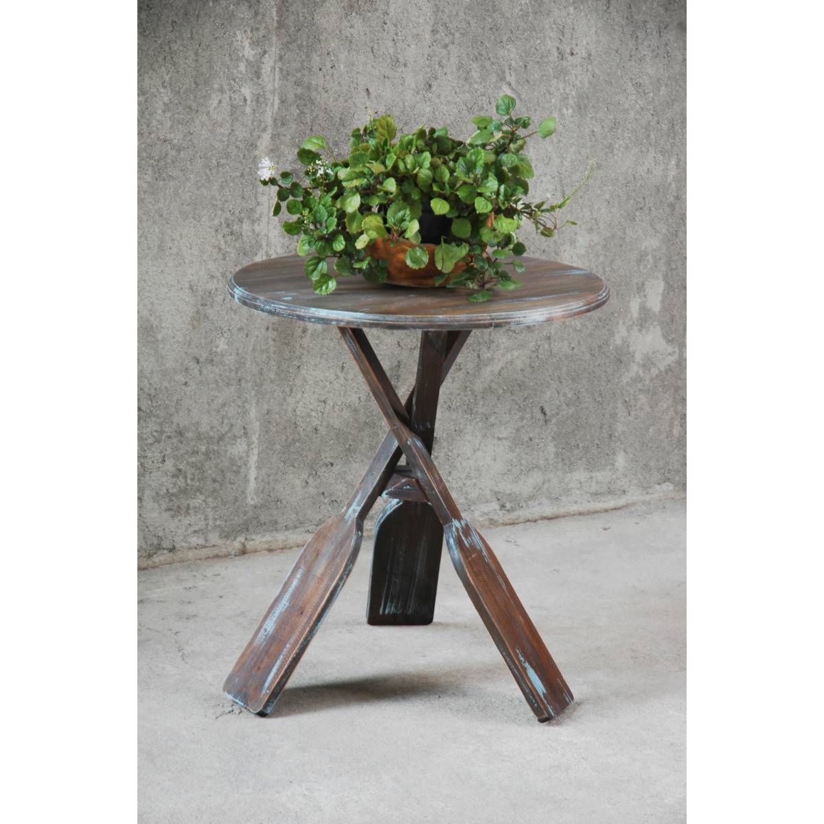 Besthom Chic Cottage Brown Bluebrush Brown Wood End Table