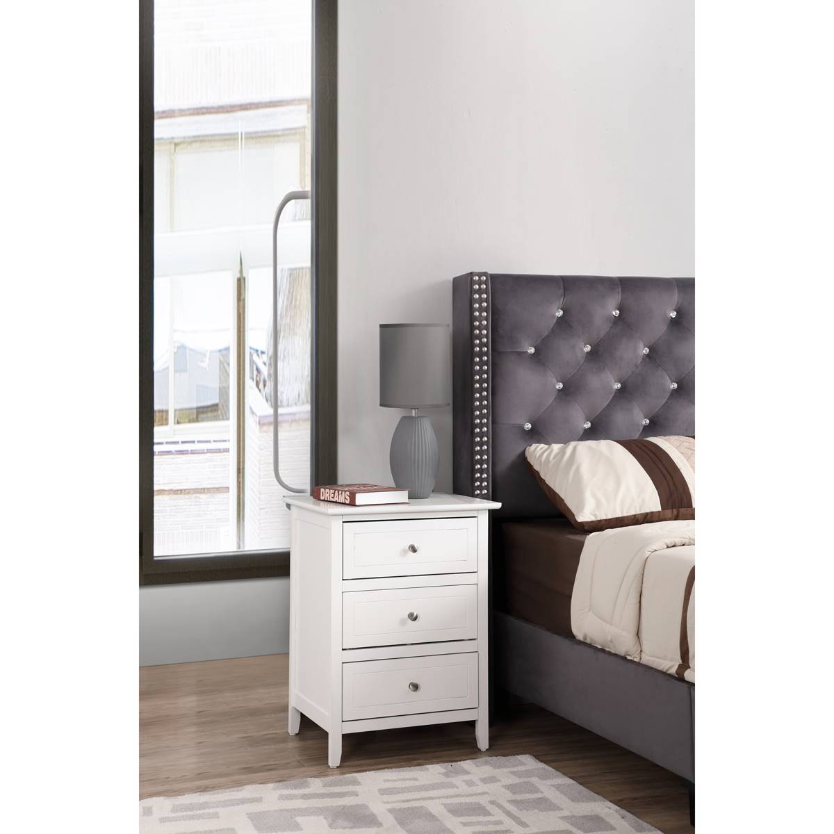 Passion Furniture Daniel 3-Drawer Nightstand