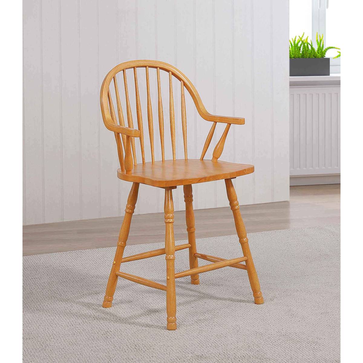 Besthom Oak Selections High Curved Back Bar Stools - Set Of 2