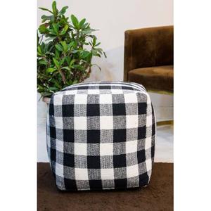 Checkered Nocturn Pouf Ottoman alternate view