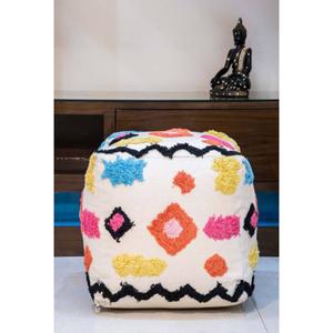 Textured Mondrian Pouf Ottoman alternate view