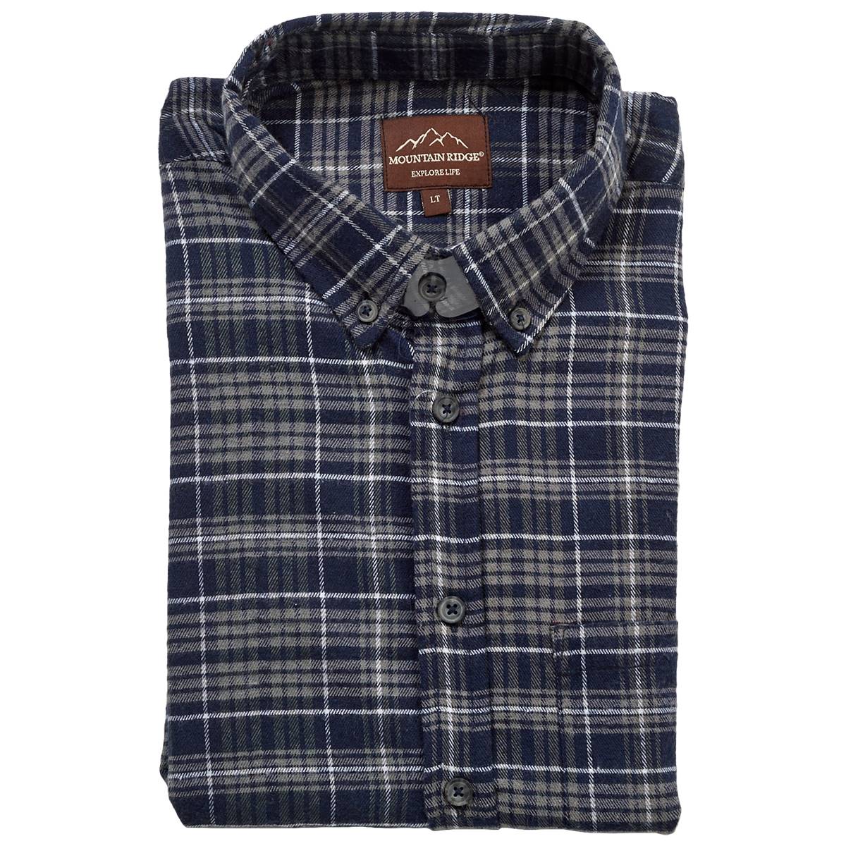 Mens Big & Tall Mountain Ridge(R) Flannel Shirt - Navy/Grey