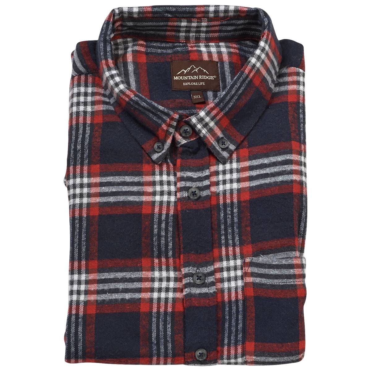 Mens Big & Tall Mountain Ridge(R) Flannel Shirt - Navy/Red
