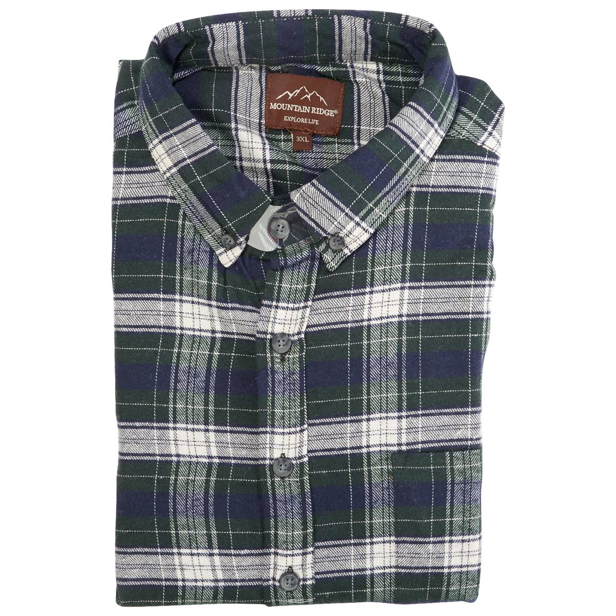 Mens Big & Tall Mountain Ridge(R) Flannel Shirt - Green/Navy/White