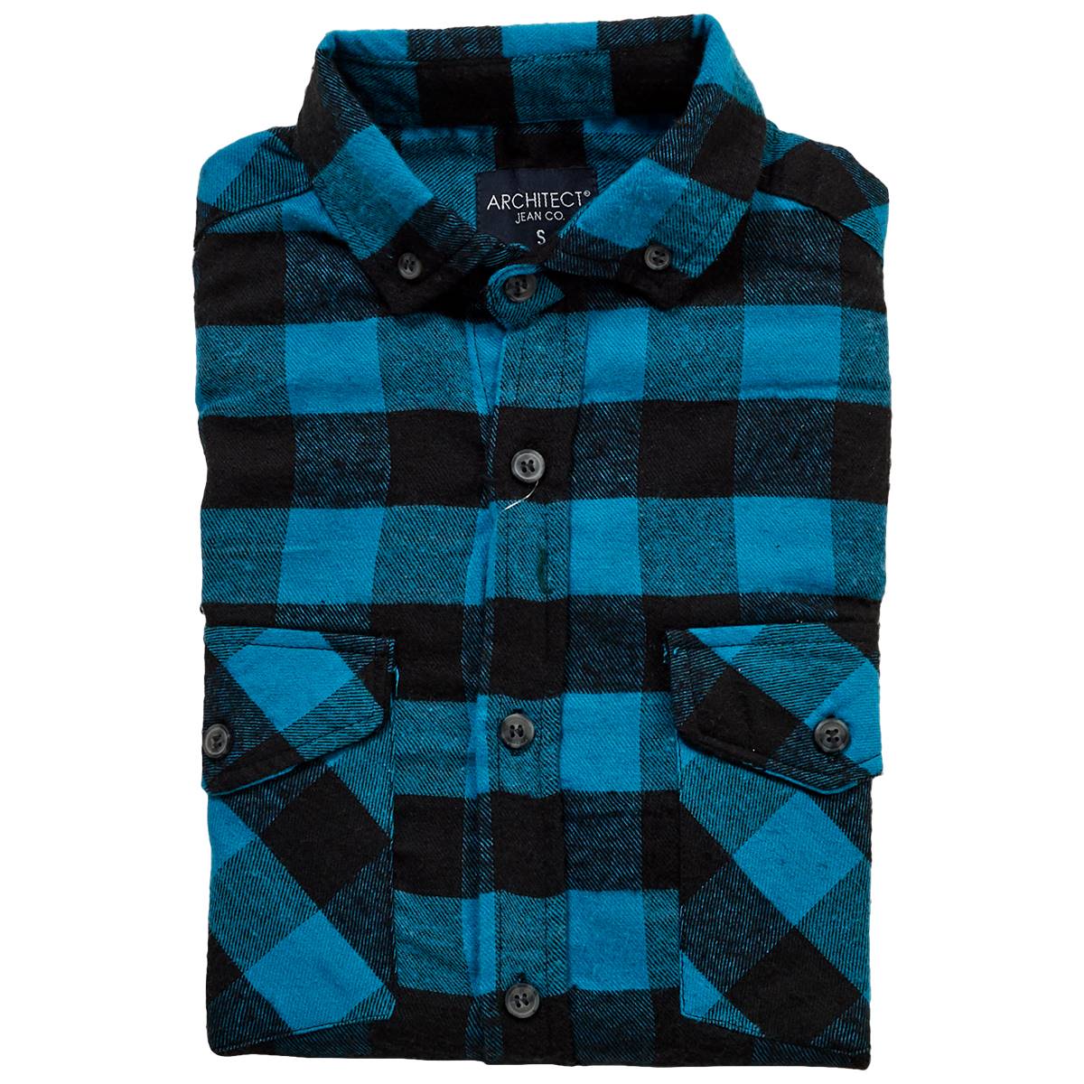 Young Mens Architect(R) Jean Co. Flannel Shirt - Teal & Black