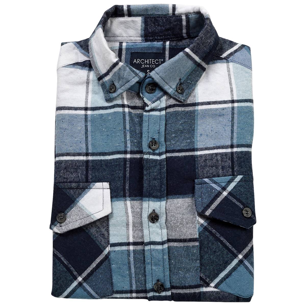 Young Mens Architect(R) Jean Co. Flannel Shirt - Blue & White