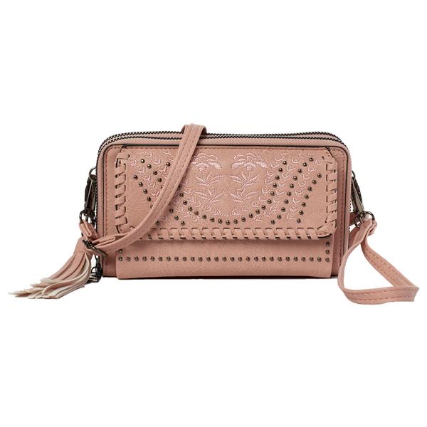 Womens Sam & Hadley Solid Embroidery Crossbody Wallet alternate view