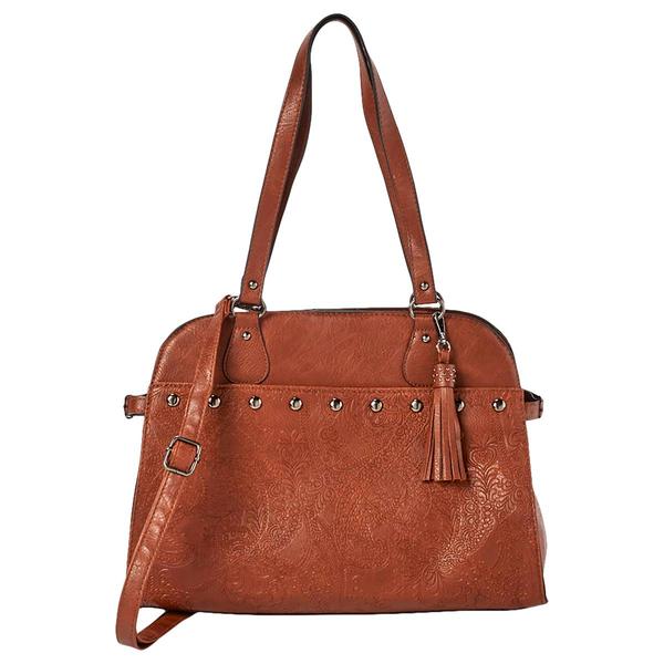 Sam & Hadley Paisley Embossed Satchel w/ Studs