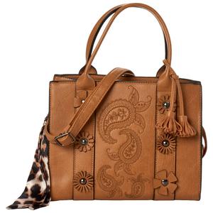 Sam & Hadley Embroidered Paisley Satchel with Scarf