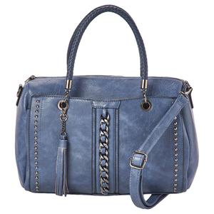 Sam & Hadley Chain Link Solid Satchel with Tassel Charm